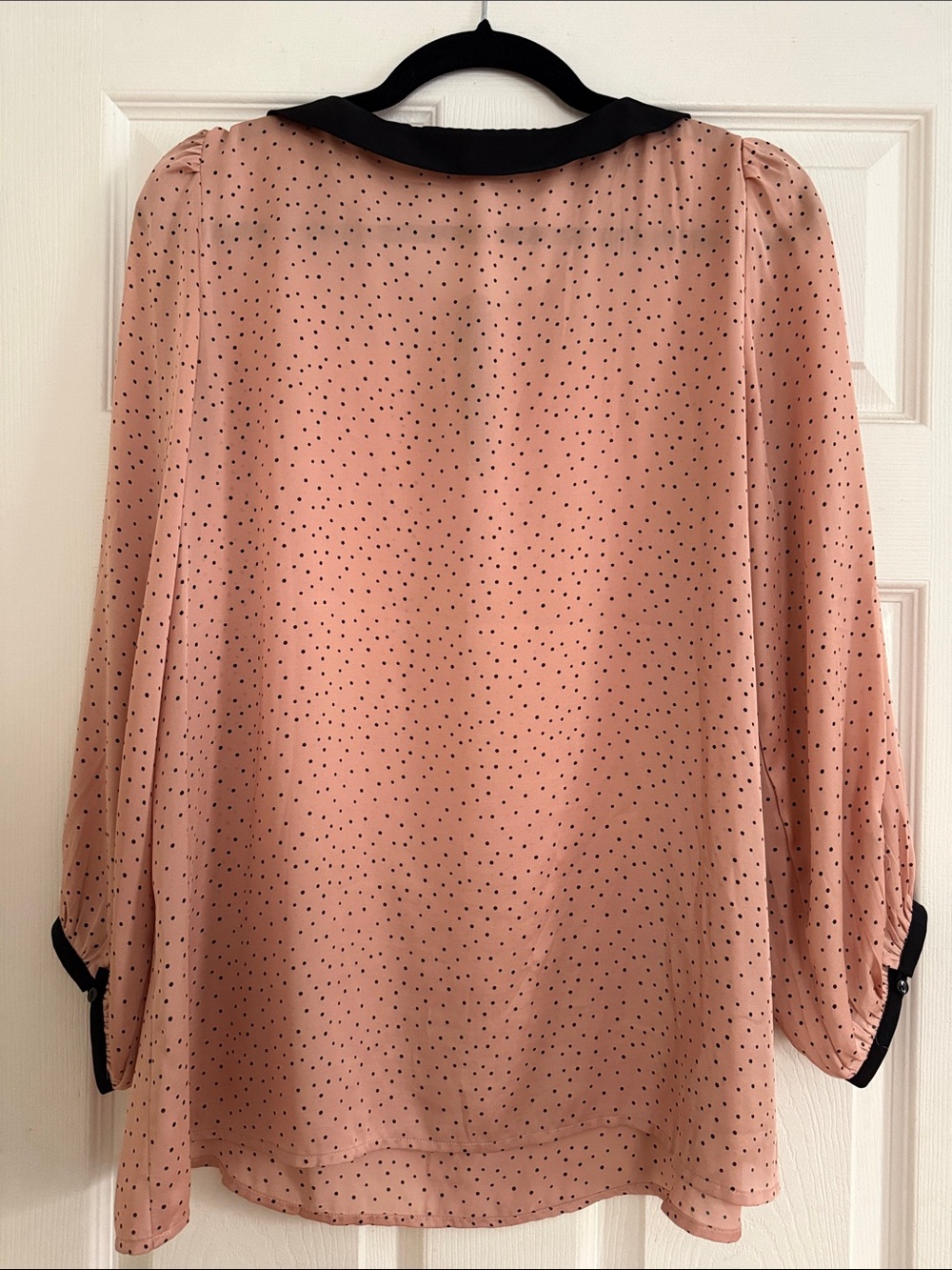 LOFT Polka Dot Peter Pan Collar Blouse - Blush Pink - Picture 2 of 6